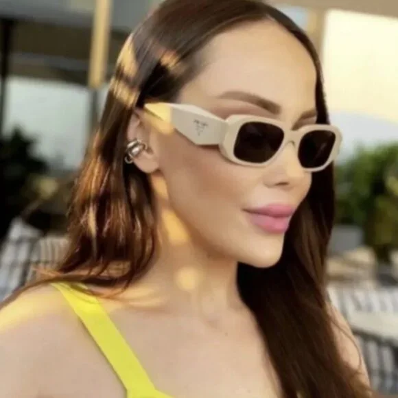 NEW PRADA SUNGLASSES, CREAM PRADA SYMBONE EYEWEAR Prada Sunglasses 2020 Octagon Oversized Cream Beige PR20XS  main image 4
